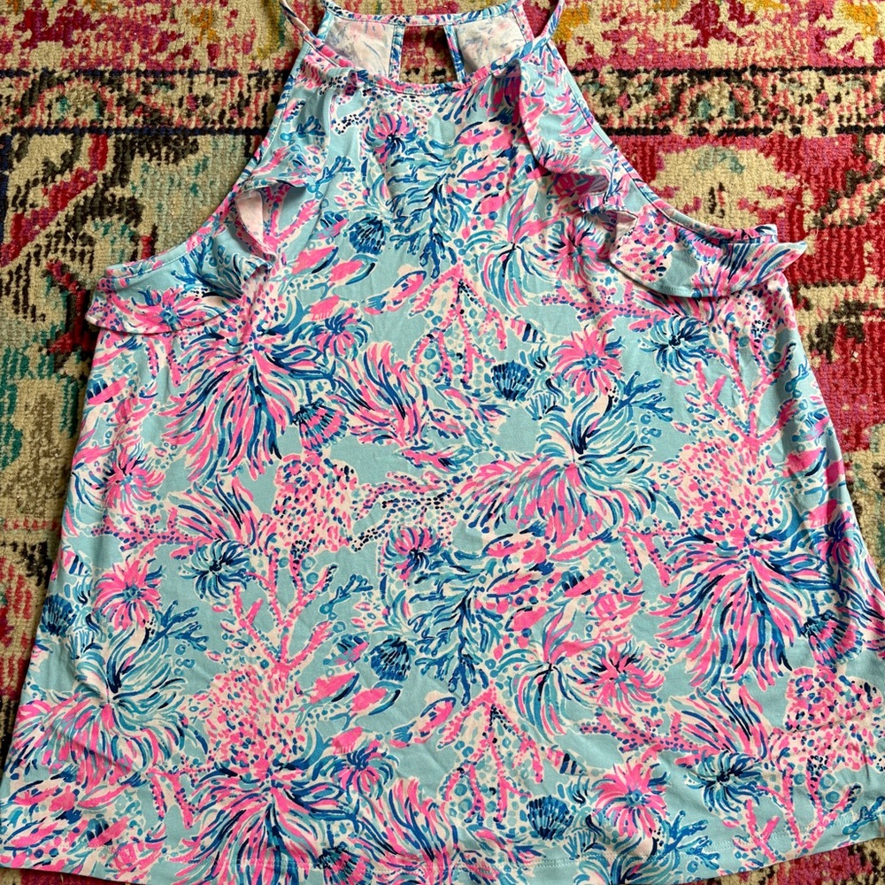 Lilly Pulitzer halter Tank in Bright Pink & Aqua